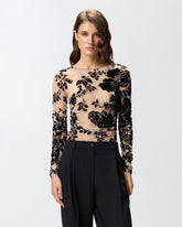 Maglia trasparente stampa flock - | Pinko