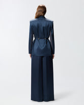 Shiny satin blazer with belt and boule - | Pinko