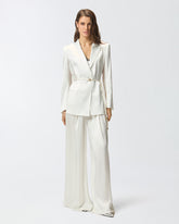 Blazer in satin lucido con cintura e boule - | Pinko