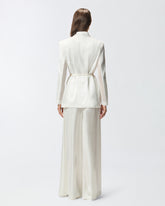 Blazer in satin lucido con cintura e boule - | Pinko