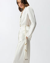 Shiny satin blazer with belt and boule - | Pinko
