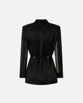 Blazer in satin lucido con cintura e boule - | Pinko