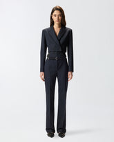 Short pinstripe poly wool blazer - | Pinko