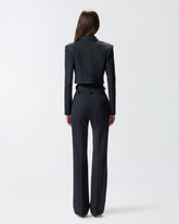 Short pinstripe poly wool blazer - | Pinko