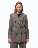 Giacca doppiopetto a quadri - Multicolore Beige-Bordeaux-Nero | Pinko