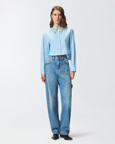 Cropped shirt with jewel embellishments - | Pinko