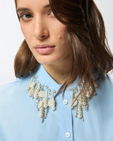 Cropped shirt with jewel embellishments - | Pinko