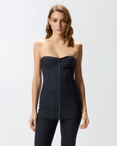 Pinstripe poly wool bustier top - | Pinko