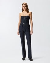 Pinstripe poly wool bustier top - | Pinko