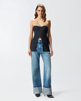 Pinstripe poly wool bustier top - | Pinko