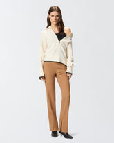 High-waisted textured wool trousers - | Pinko
