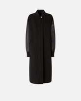 Cappotto lungo in panno e satin tecnico - | Pinko