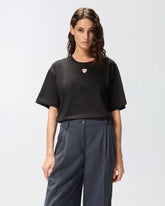 T-shirt à broderie cœur - | Pinko