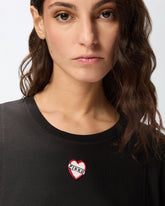 T-shirt à broderie cœur - | Pinko