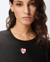 Camiseta bordado corazón - | Pinko