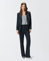 Pinstriped wool-blend straight-leg trousers - | Pinko