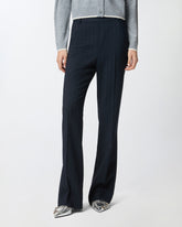 Pinstriped wool-blend straight-leg trousers - | Pinko