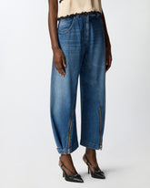 Jeans balloon fit con zip - Azzurro | Pinko