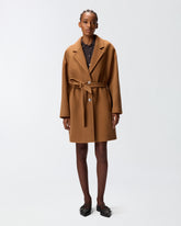 Single-breasted wool-blend cloth coat - | Pinko