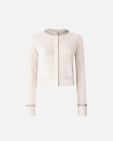 Round-neck cardigan with rhinestones - | Pinko