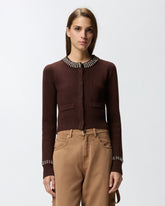 Cárdigan de cuello redondo con strass - | Pinko