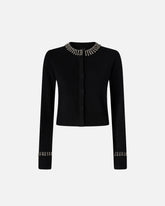 Cárdigan de cuello redondo con strass - | Pinko