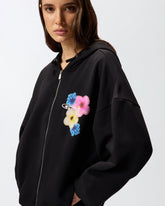 Hoodie with flower print - | Pinko