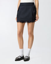 Pinstripe miniskirt with frayed hem - | Pinko