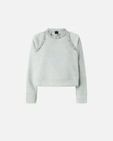 Sweatshirt with bejewelled appliqués - | Pinko