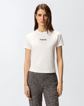 Short-sleeved T-shirt with embroidered logo - | Pinko