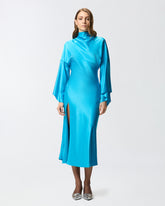 Abito lungo fluido in satin - | Pinko