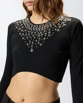 Maglia con paillettes e cristalli - | Pinko