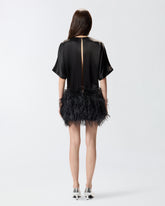 Βραδινό φόρεμα από γυαλιστερό σατέν με πούπουλα - | Pinko