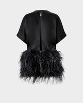 Βραδινό φόρεμα από γυαλιστερό σατέν με πούπουλα - | Pinko