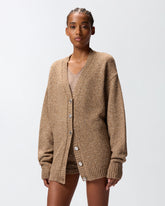 Cardigan in tessuto bouclé con strass - | Pinko