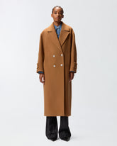 Long double-breasted wool-blend cloth coat - | Pinko