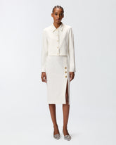 Short full Milano-knit technical fabric jacket - | Pinko