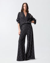 Blusa de denim oscuro con ojales - | Pinko