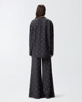 Blusa de denim oscuro con ojales - | Pinko