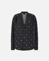 Blusa in denim scuro con occhielli - | Pinko