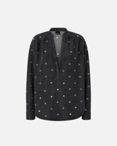 Blusa in denim scuro con occhielli - | Pinko