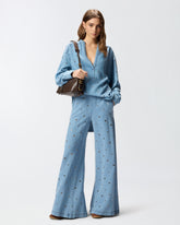 Blusa in denim con occhielli - | Pinko