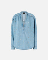 Denim blouse with eyelets - | Pinko