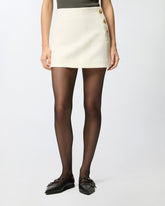 Cotton and wool bouclé mini wrap skirt - | Pinko