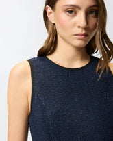 Abito smanicato scampanato in tweed fantasia - | Pinko