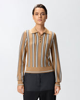 Multi-coloured striped polo-style sweater - | Pinko
