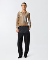 Multi-coloured striped polo-style sweater - | Pinko