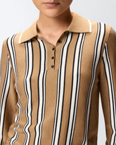 Multi-coloured striped polo-style sweater - | Pinko