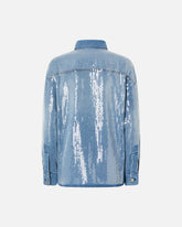 Overshirt in denim full paillettes - | Pinko