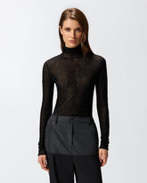 Pull ajusté à col montant et micro paillettes - | Pinko